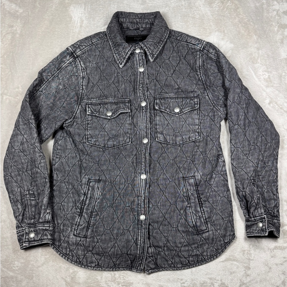 NWOT Blank NYC Quilted Acid Wash Faded Black Button Front Chore Coat Jacket M